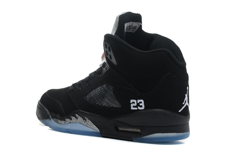 Air Jordan 5 Retro Black and Silver High-Top Sneakers - product image from the listing.