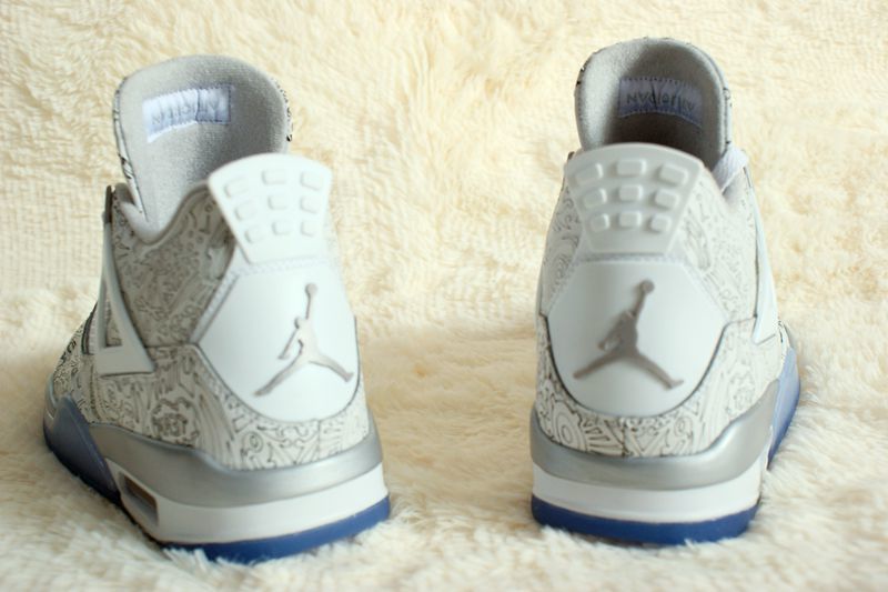 Air Jordan 4 Laser 5LAB4 White and Blue Sneakers - product image from the listing.
