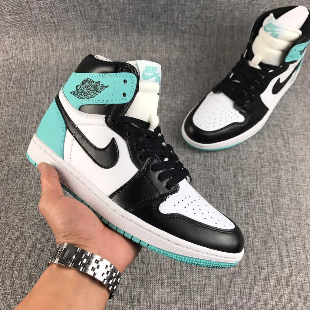 Air Jordan 1 High Mint Green Black White Sneakers - product image from the listing.