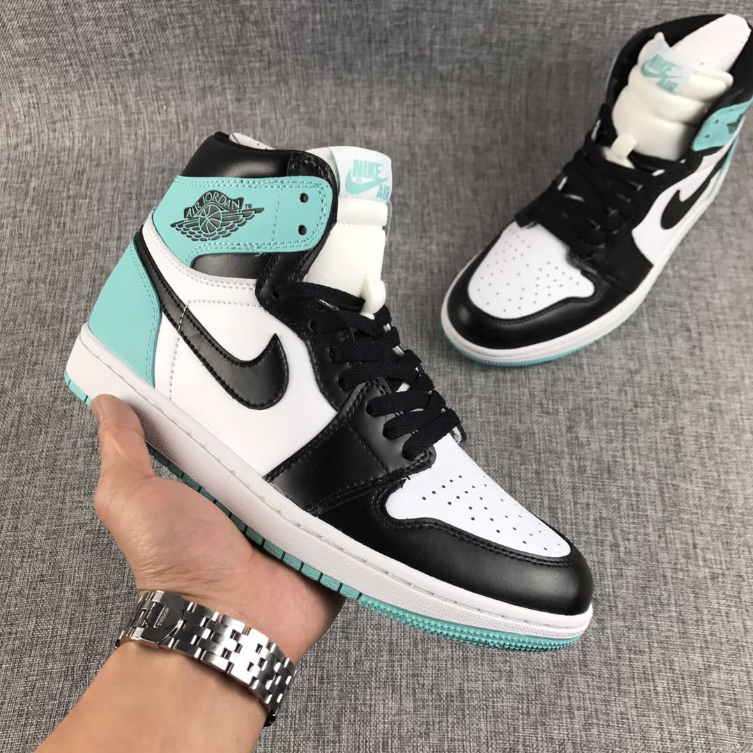 Air Jordan 1 High Mint Green Black White Sneakers - product image from the listing.