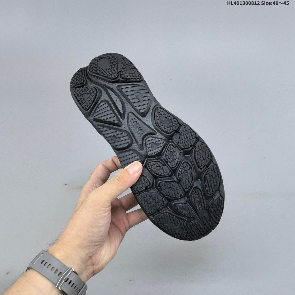 HOKA Clifton 11 Black Shoes for Running with Red Accents - product image from the listing.