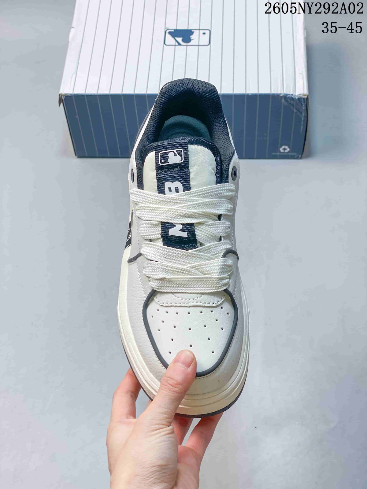 MLB Chunky Liner Low-Top Sneakers in White Navy - product image from the listing.
