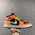 Air Jordan 1 Mid Shattered Backboard Sneakers, in Black and Orange - product image from the listing.