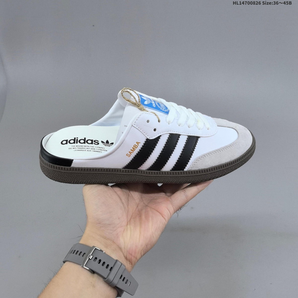 Adidas Originals Samba OG Mule Sneakers in White Black LB3814 - product image from the listing.