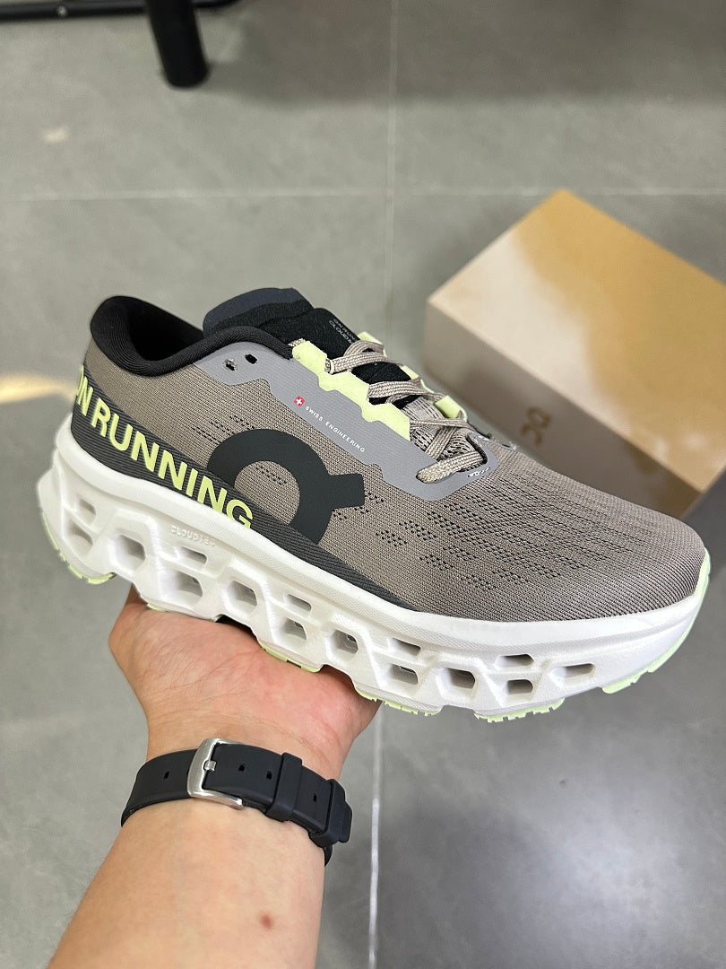 Gray and Lime On Running Cloudmonster 2 Running Shoes - product image from the listing.