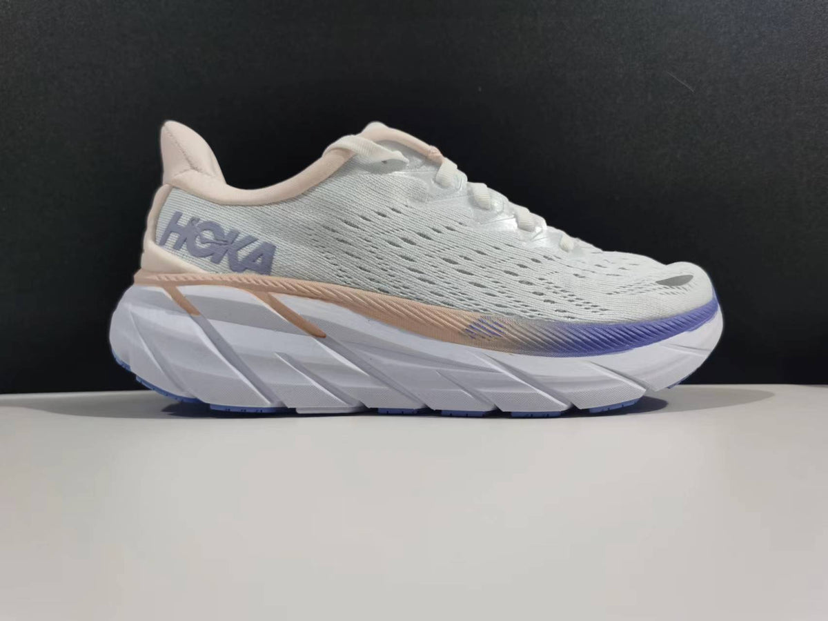 Women's HOKA White and Purple Running Sneakers - product image from the listing.