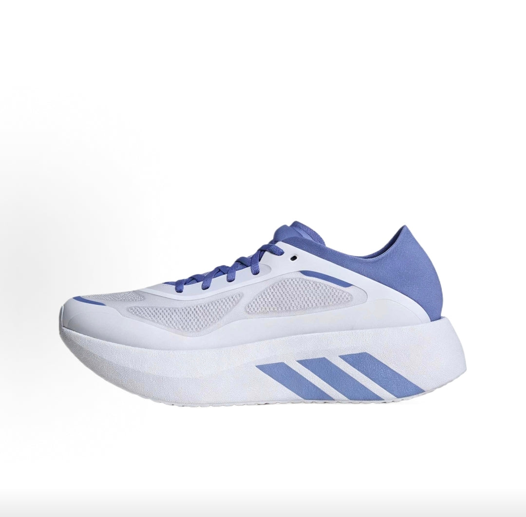 White and Blue Three-Stripe Platform Trainers - product image from the listing.