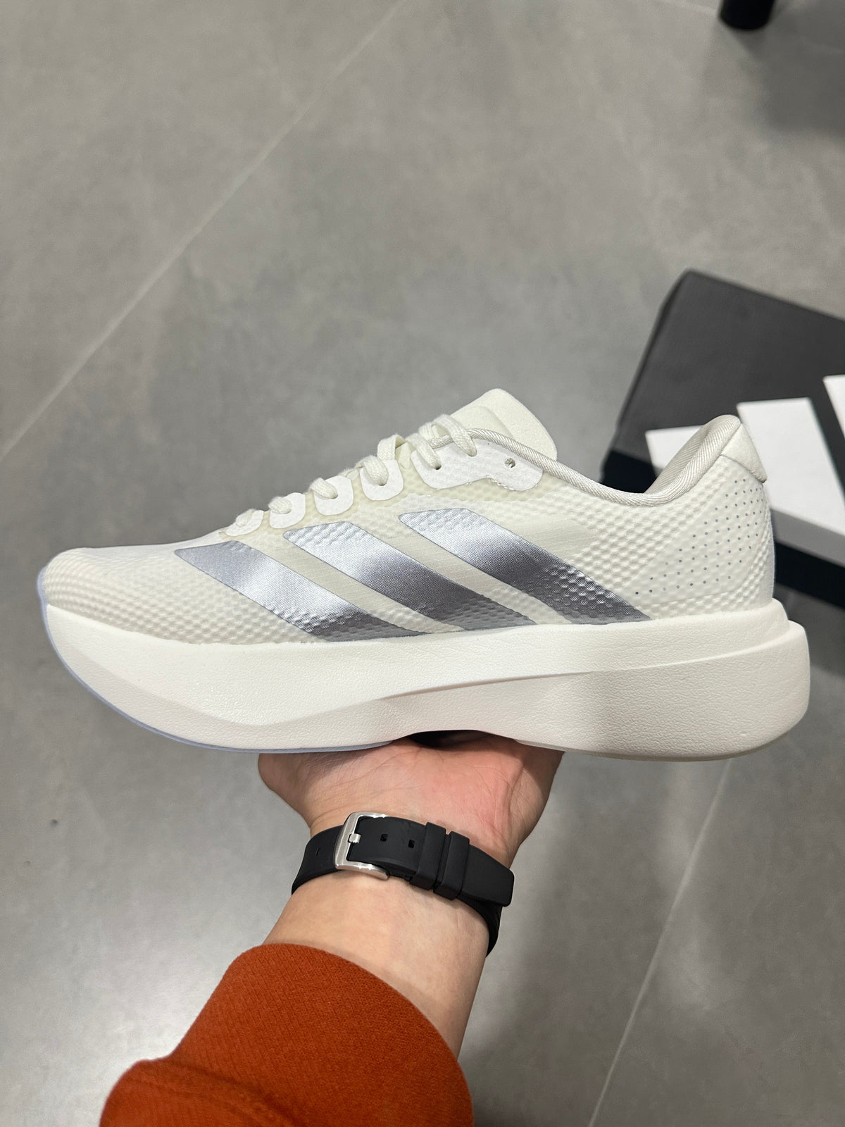 adidas Adizero JR2028 Running Shoes in White Silver - product image from the listing.