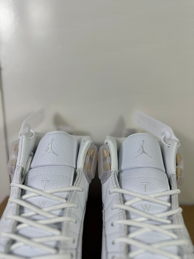 Air Jordan 12 Phantom White Metallic Gold Sneakers FD9101-007 - product image from the listing.