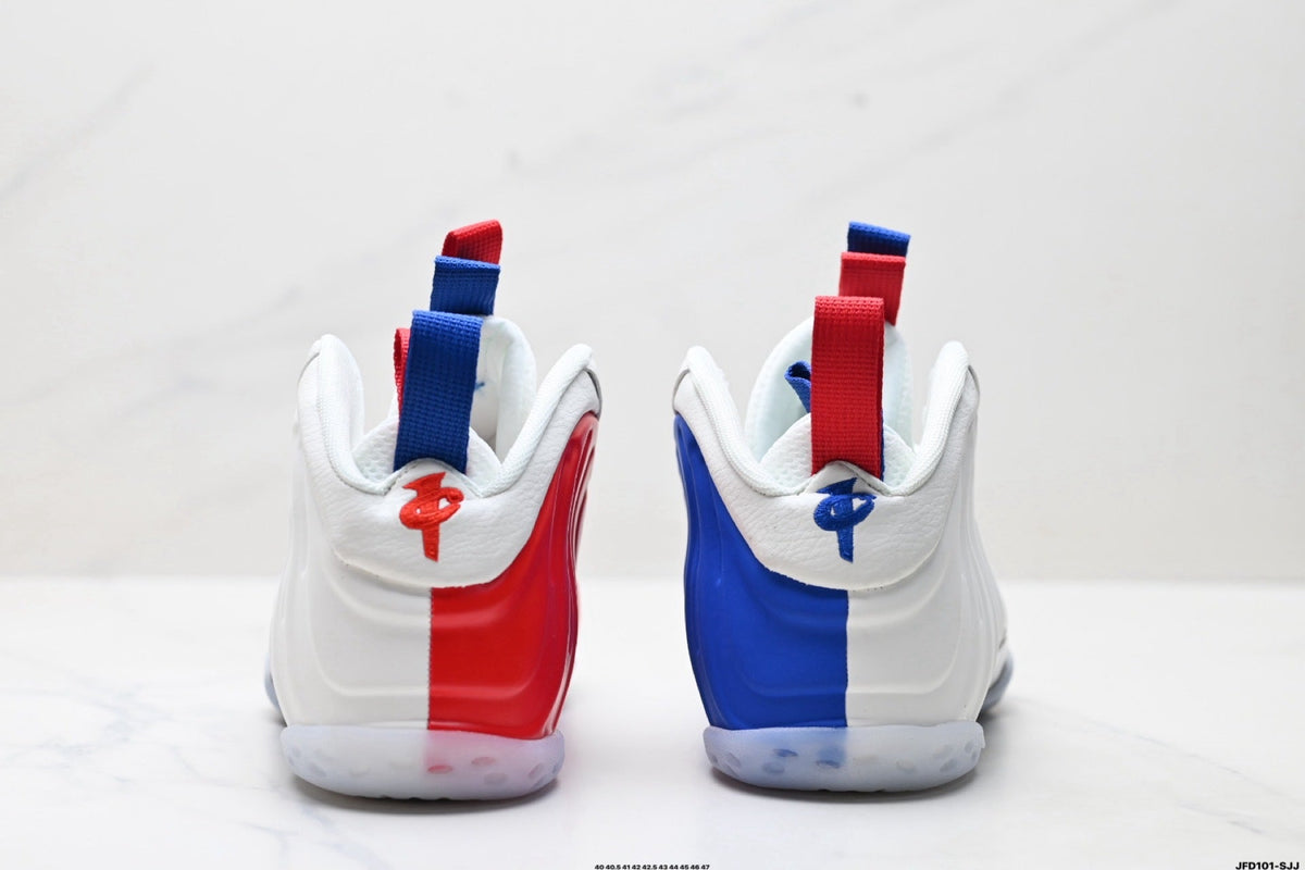 Nike Air Foamposite One Penny Hardaway Sneakers in White Blue Red - product image from the listing.