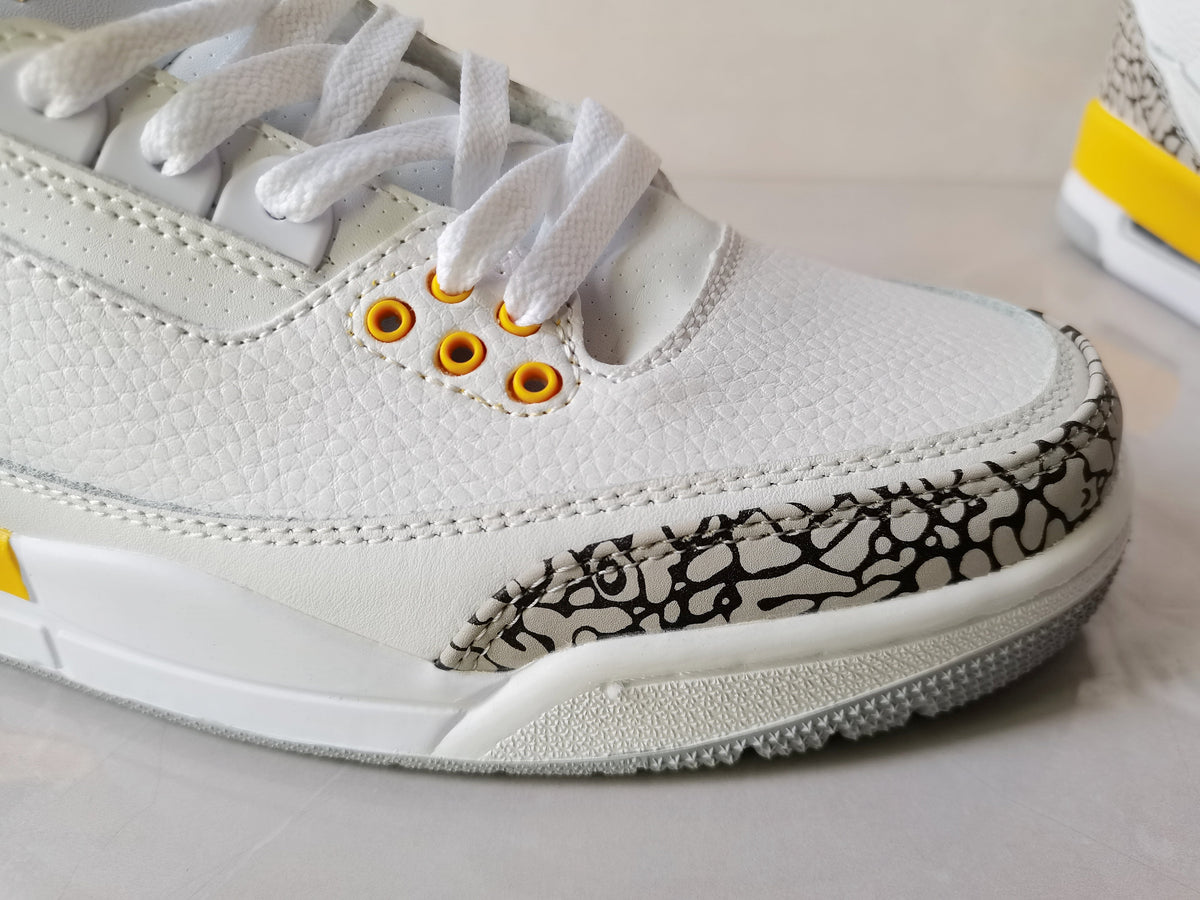 Air Jordan 3 Retro White Yellow Sneakers - product image from the listing.