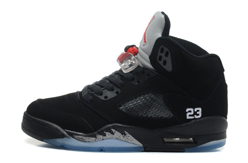 Air Jordan 5 Retro Black and Silver High-Top Sneakers - product image from the listing.