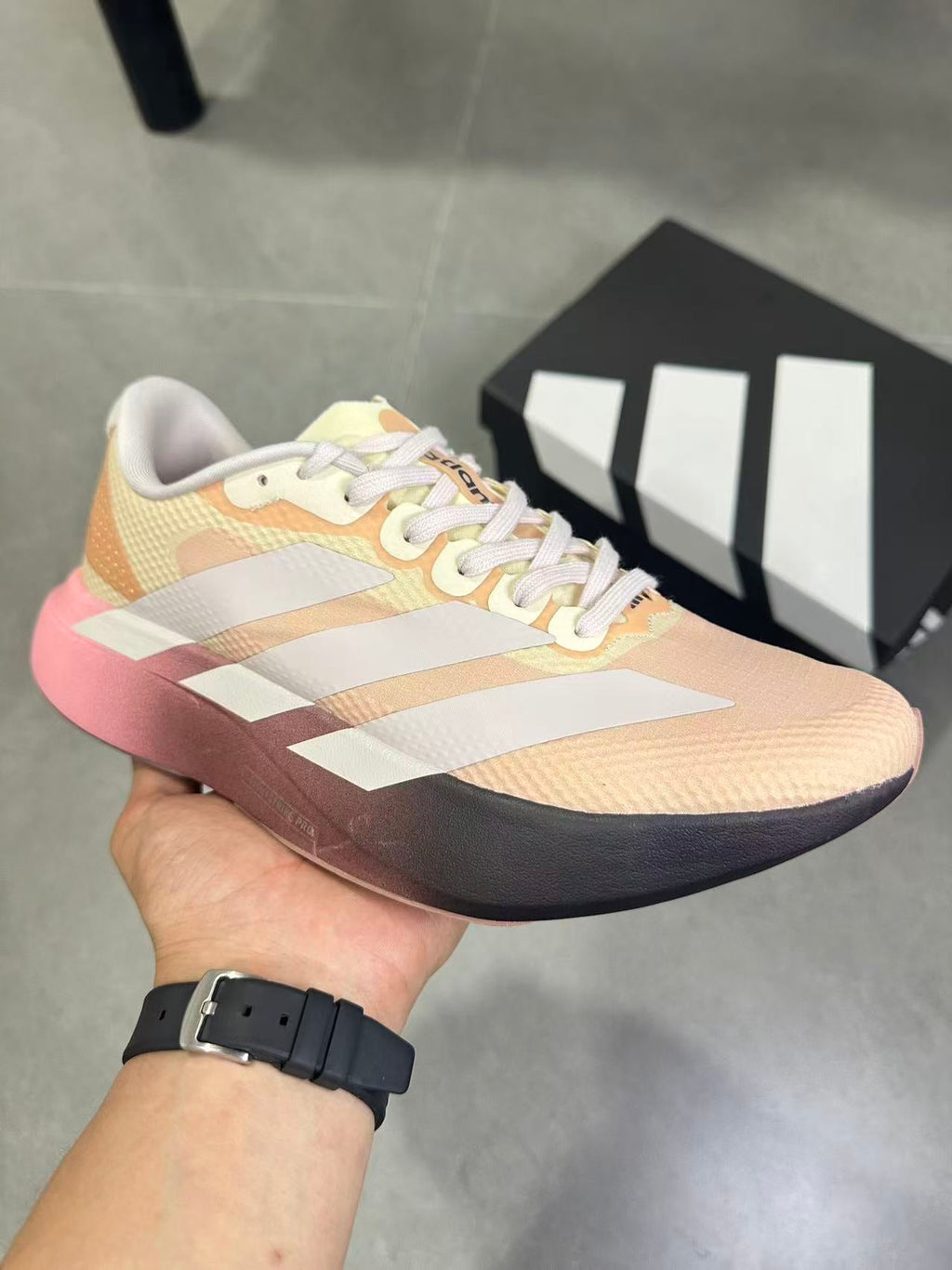 adidas Lightstrike Pro Running Shoes in Pink and Black KK5018 - product image from the listing.