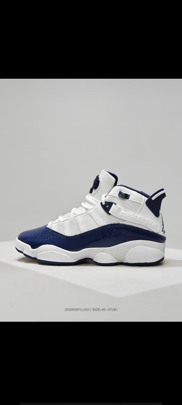 Jordan 6 Sneakers in White and Navy - product image from the listing.