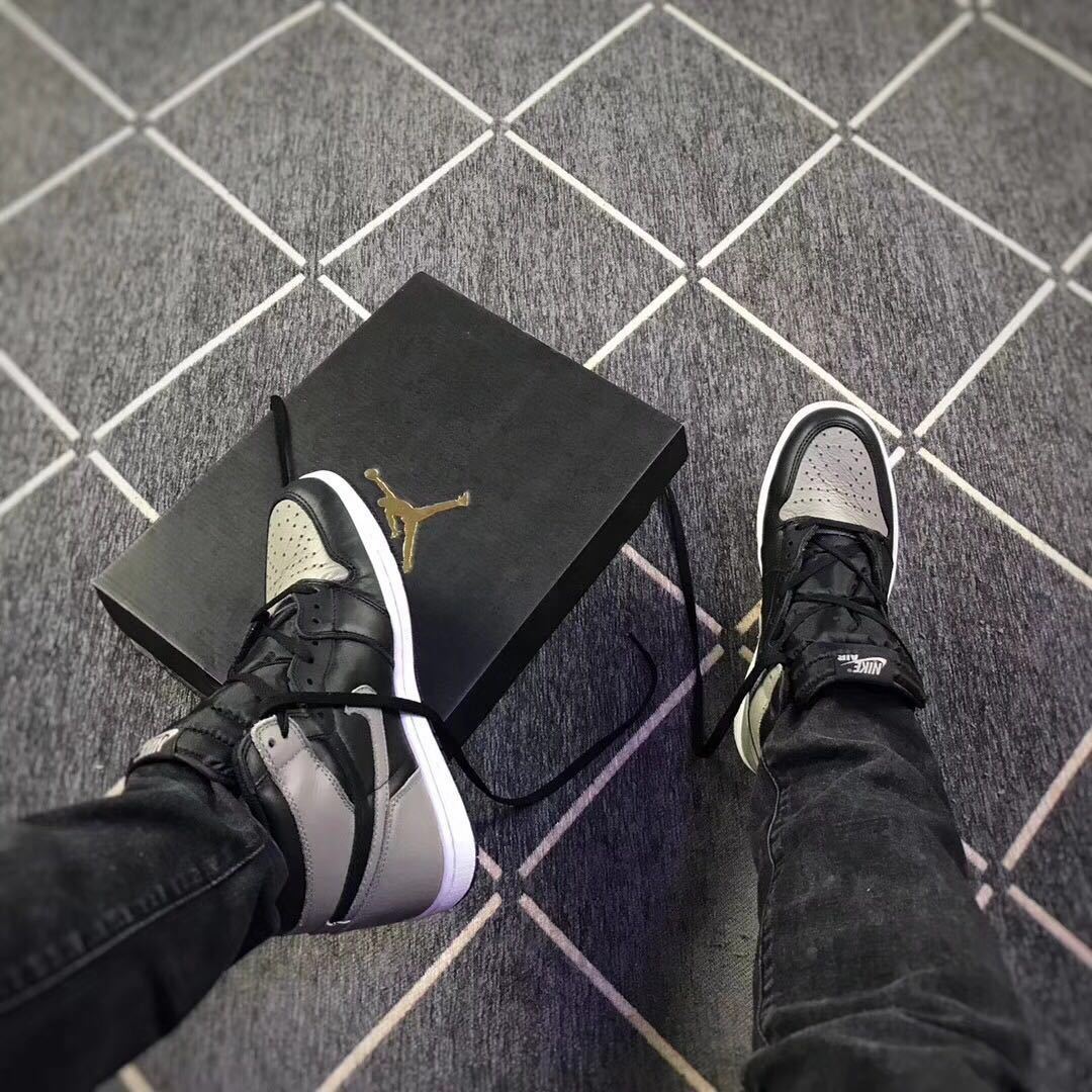 Air Jordan 1 High Shadow Sneakers in Black and Grey - product image from the listing.