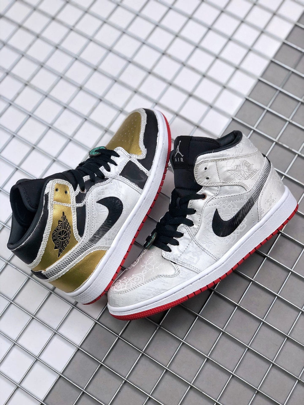 Edison Chen White Silk CU2804-100 Sneakers - Air Jordan 1 Mid - product image from the listing.
