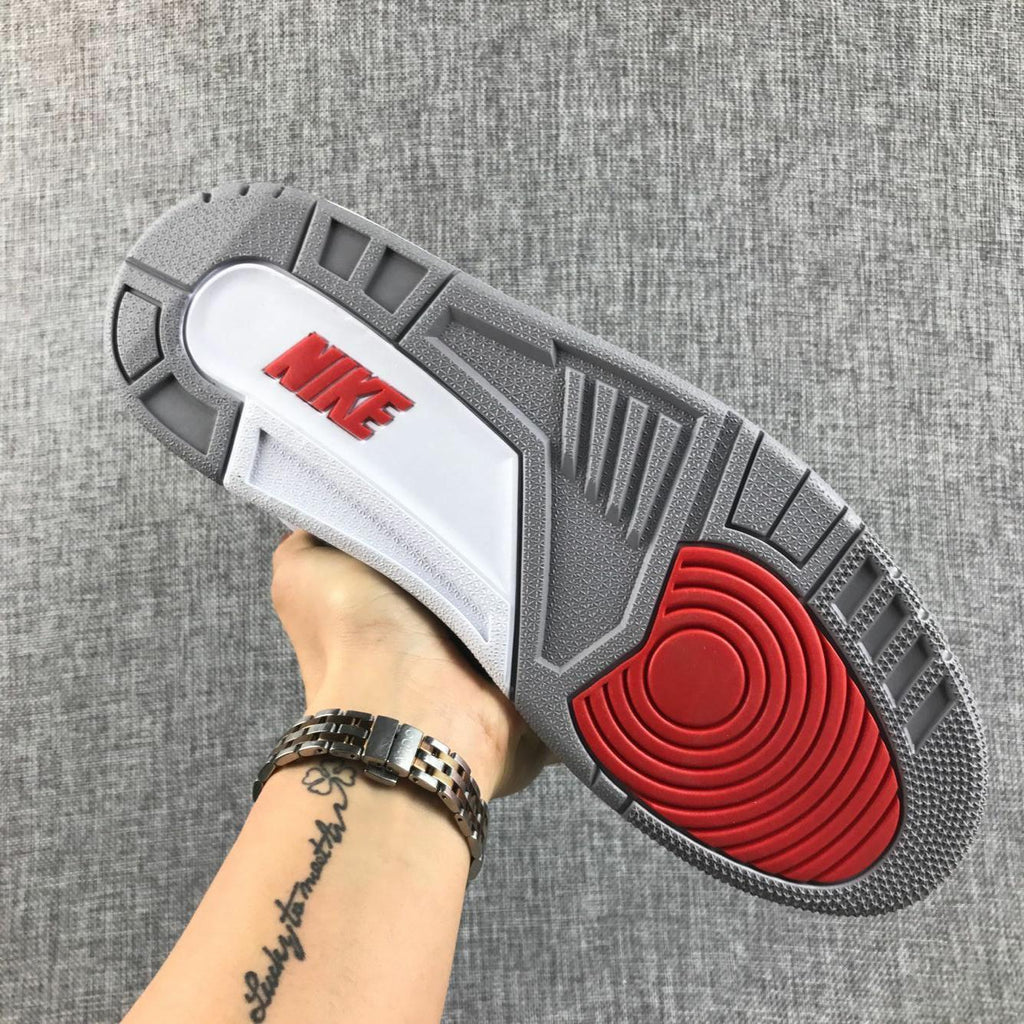 Air Jordan 3 White Grey Black Red Sneakers - product image from the listing.