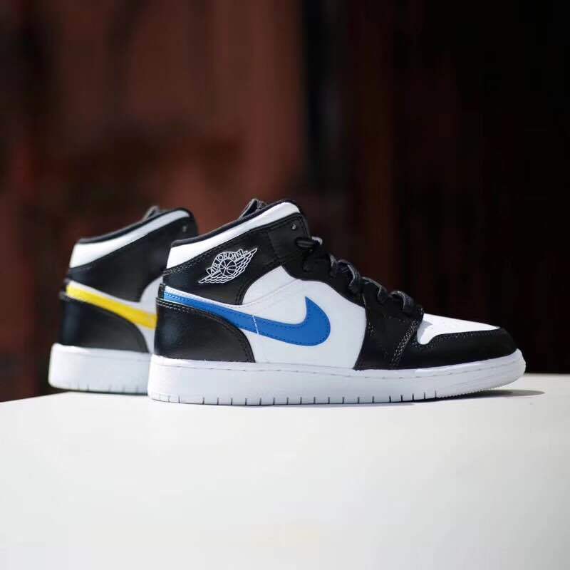 Air Jordan 1 Mid Four-Color Swoosh Sneakers - product image from the listing.