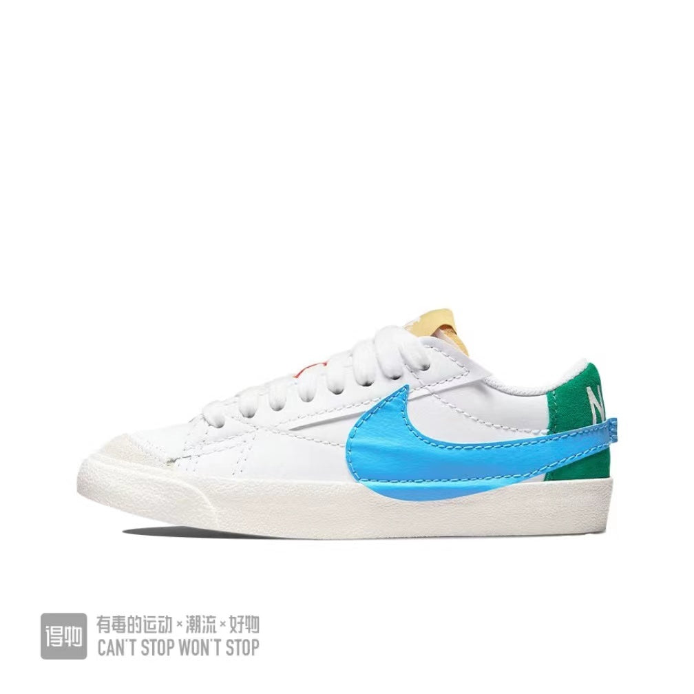 Nike Blazer Low 77 Sneakers in White Blue Green - product image from the listing.