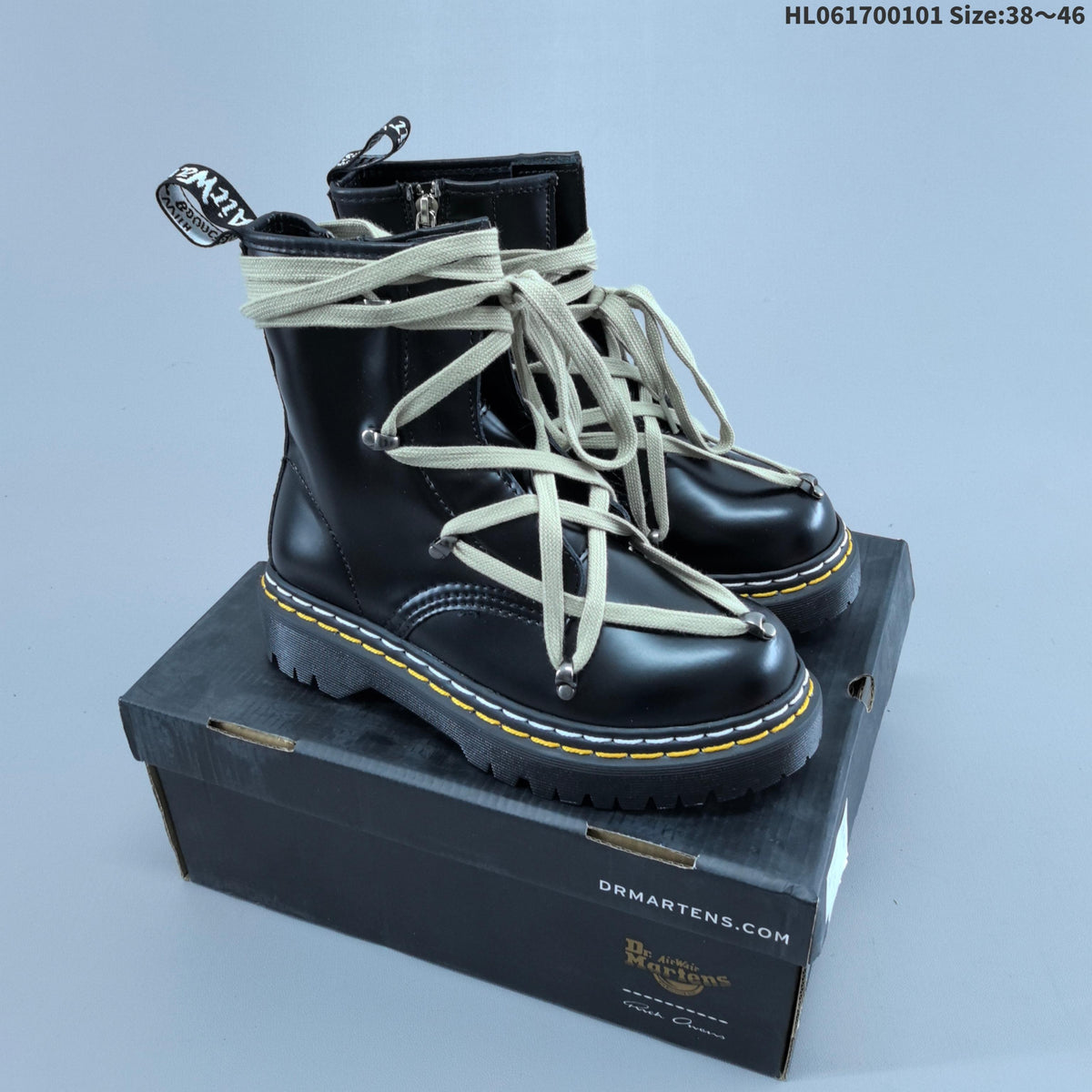 1460-Inspired Black Lace-Up Platform Boots by Dr. Martens - product image from the listing.