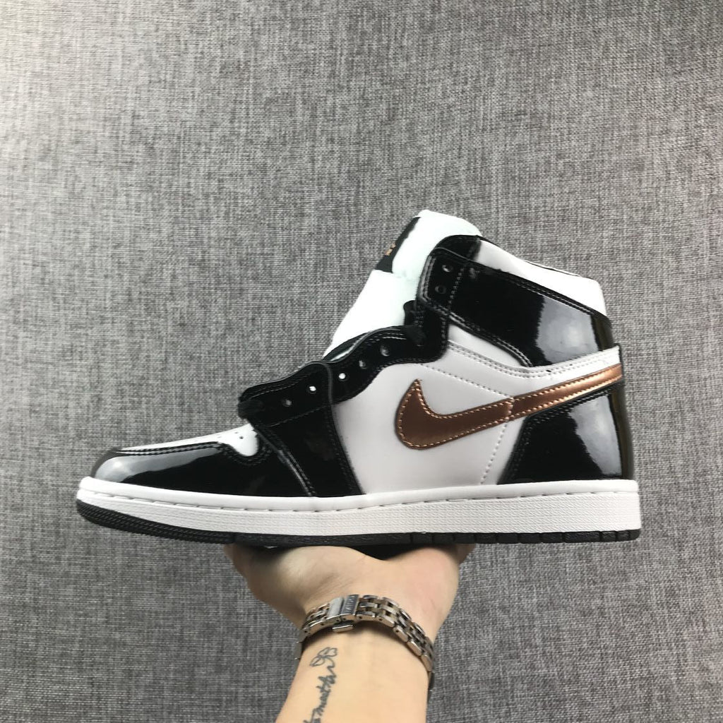 Black, White and Bronze Sneakers - Air Jordan 1 High - product image from the listing.