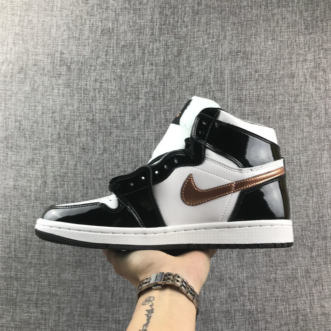 Black, White and Bronze Sneakers - Air Jordan 1 High - product image from the listing.