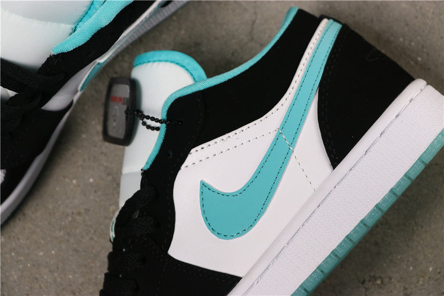 Jordan 1 Low White Island Sneakers in Green Black CQ9828-131 - product image from the listing.