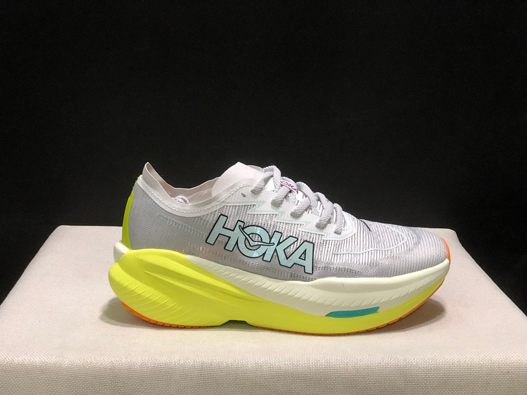 HOKA Mach X 2 Running Shoes, Gray and Neon in Yellow - product image from the listing.