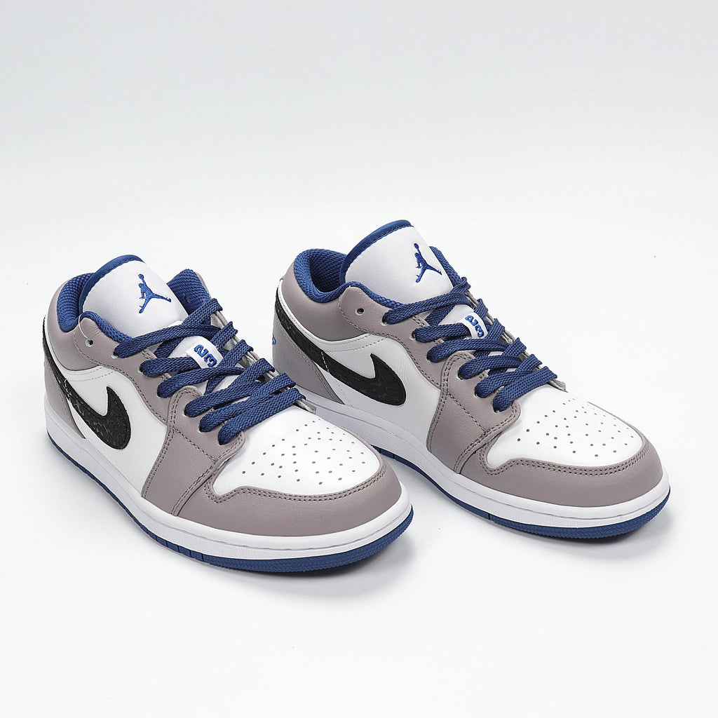Jordan 1 Low Sneakers in White Grey Blue 553558-103 - product image from the listing.