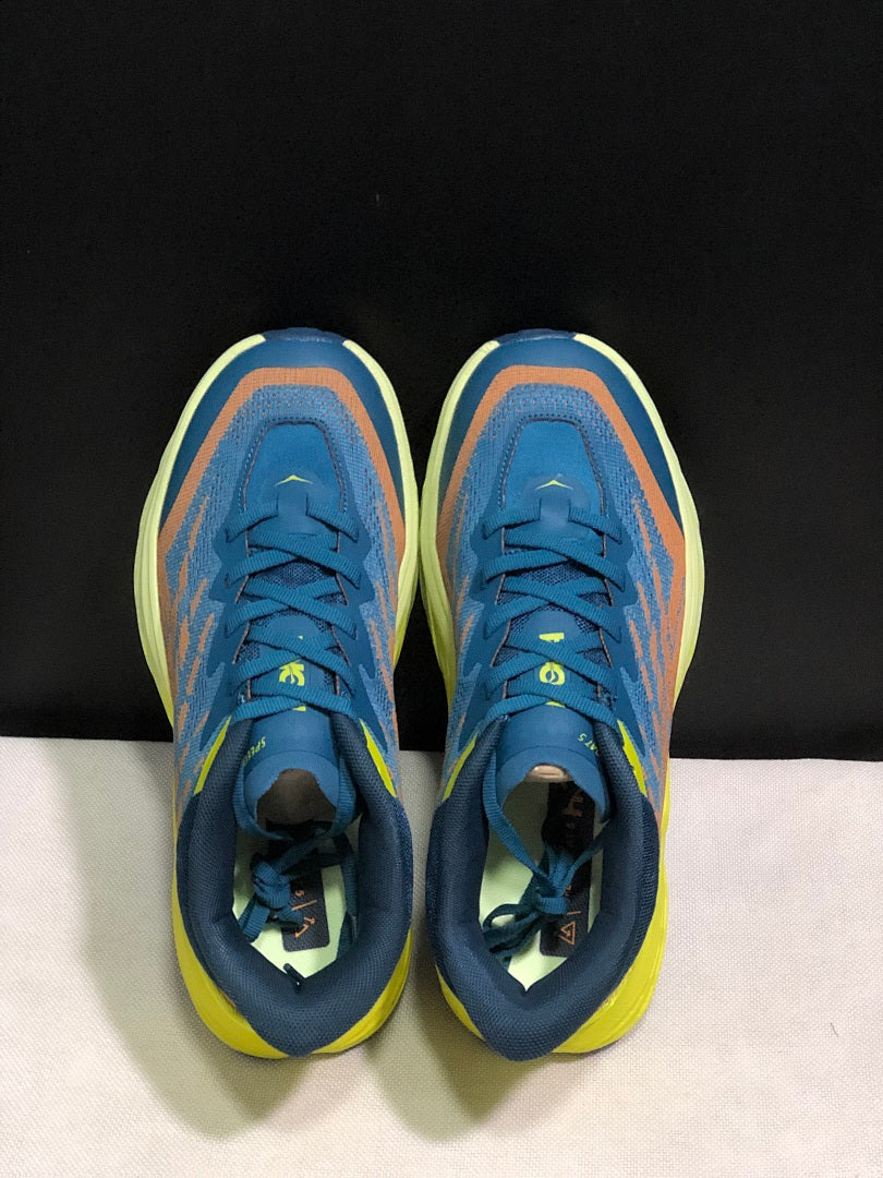 HOKA Speedgoat 6 Trail Running Shoes in Blue Yellow - product image from the listing.