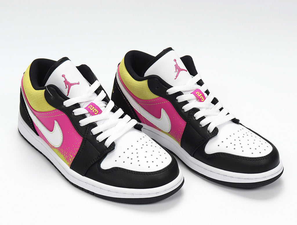 Nike Air Jordan 1 Low Sneakers in Yellow Pink Black CW5564-001 - product image from the listing.
