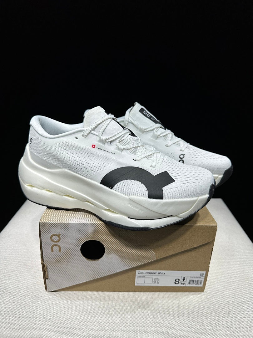 On Cloudboom Max Running Shoes in White - product image from the listing.