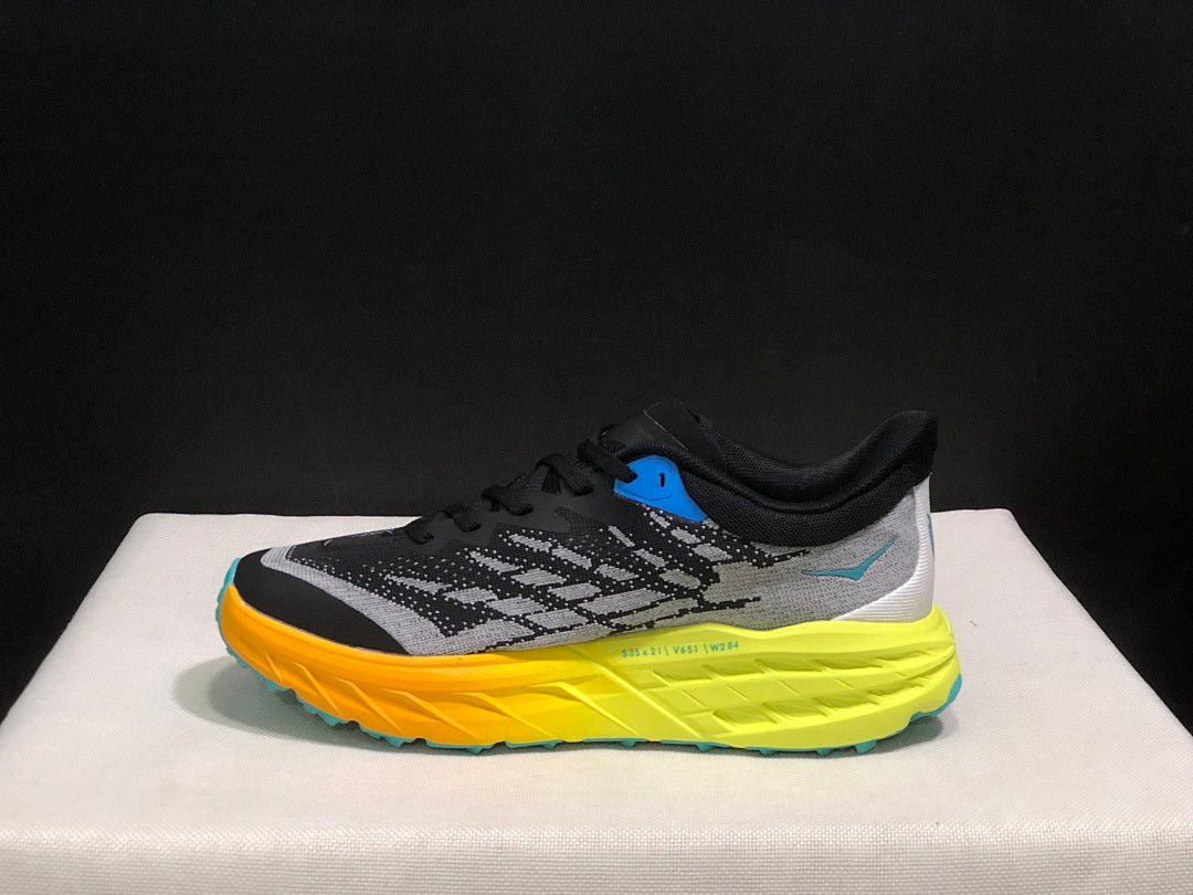 HOKA Speedgoat 5 Trail Running Shoes in Black Gray - product image from the listing.