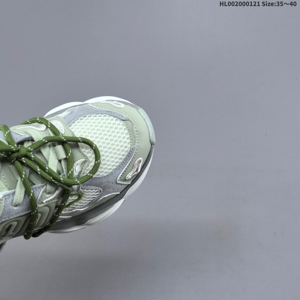 Green and White GGCC Low-Top Chunky Sneakers - product image from the listing.