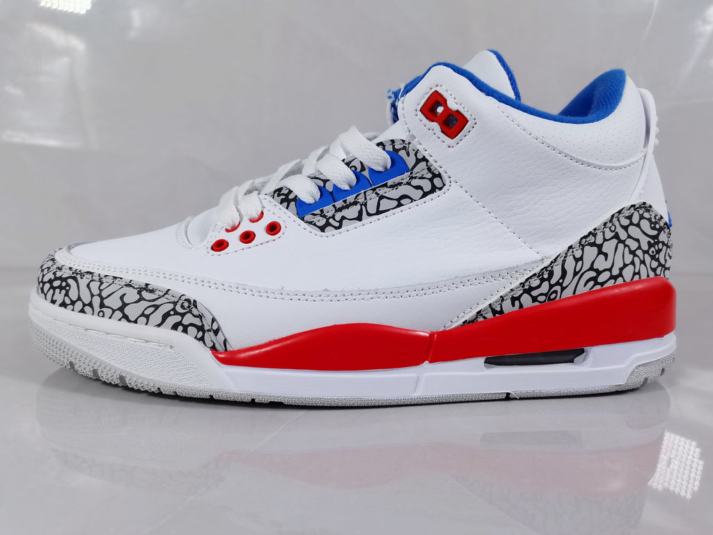 Jordan 3 Retro Sneakers in White Red Blue - product image from the listing.