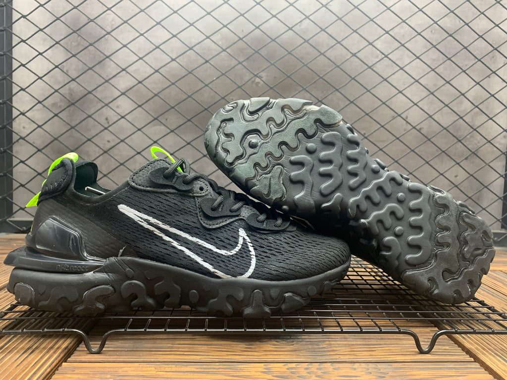 Nike React Live Black Trainers with Volt Accents - product image from the listing.