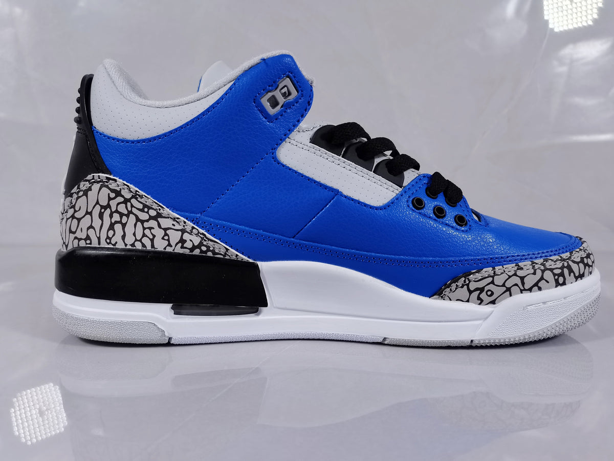 Air Jordan 3 Retro Blue Black Cement Sneakers - product image from the listing.