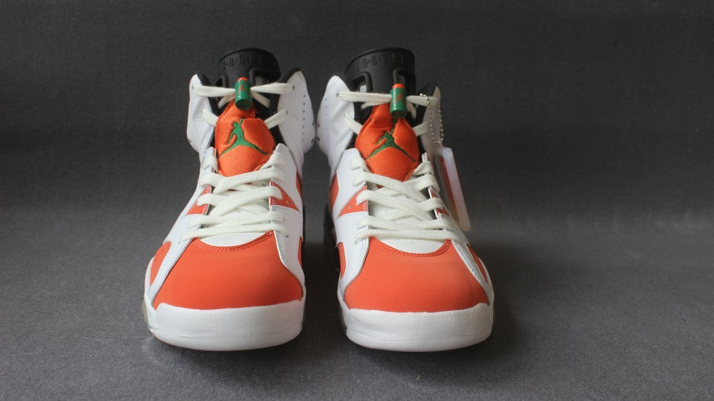 Air Jordan 6 Gatorade Basketball Sneakers in White Orange - product image from the listing.
